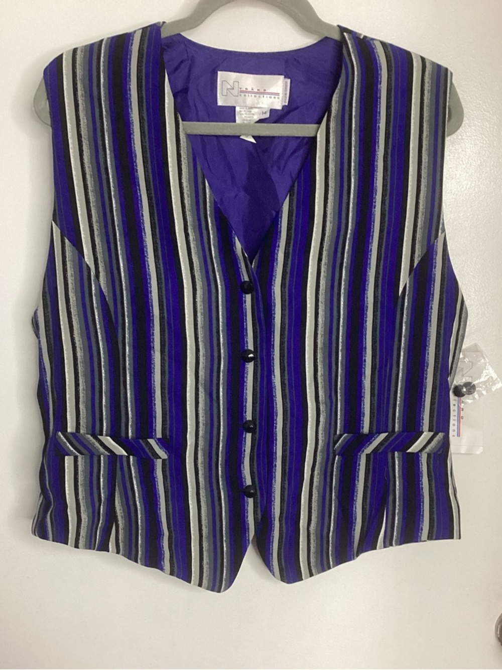 Vtg Deadstock Nygard Collection Florentine Brites Striped Button-Front Vest 14